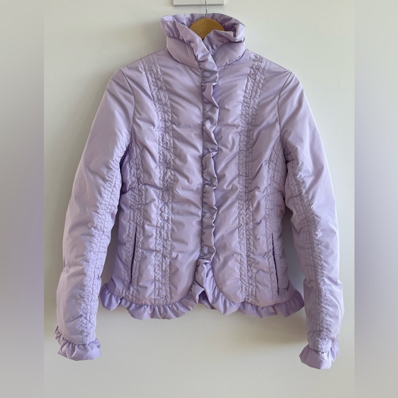 NWOT Les Copains Lavender Down Jacket with Removable Fur Collar Size 42/6 - Picture 3 of 13